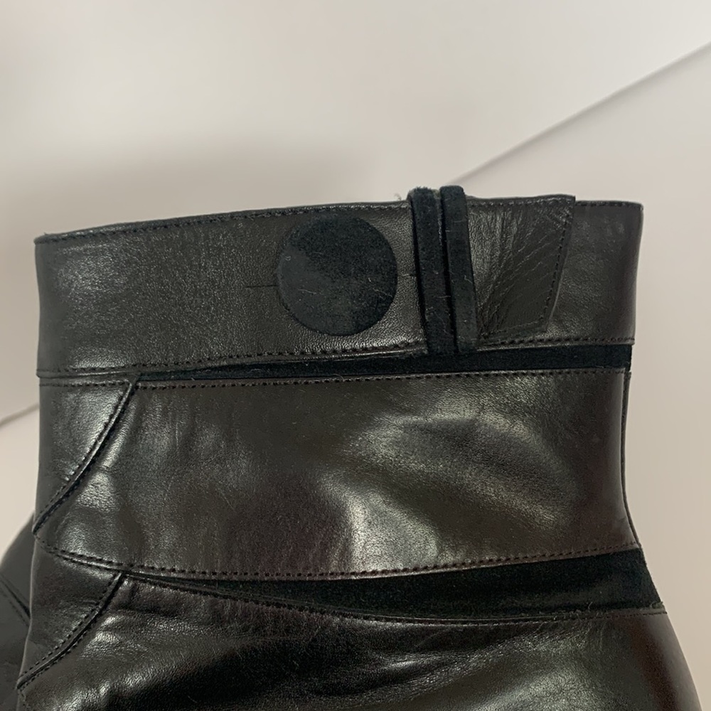 Cole Haan Boots black leather stiletto heel ankle booties boots Nike Air 8.5 - Picture 9 of 14
